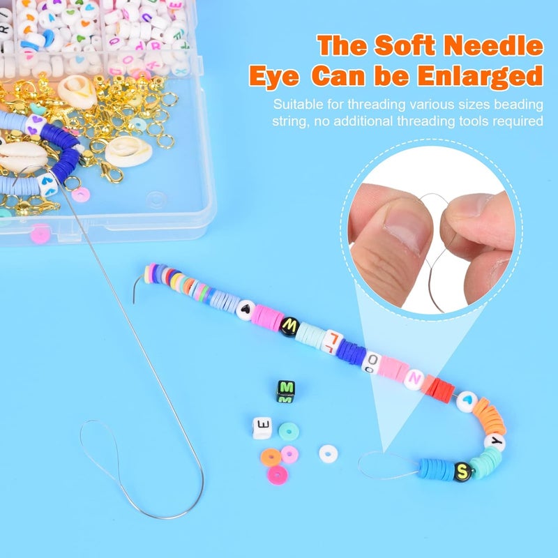 AUTEMOJO 3 Pieces Big Eye Beading Needle with Handle, 5.3" Stainless Steel Beading Needle for Beading, Glass Beads, DIY Handmade Bead Making, Beaded Bracelet Ring Necklace Various Handmade Jewelry Making - Image 4